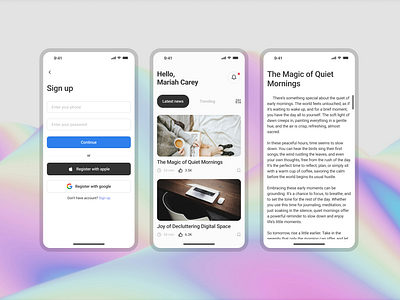Blog mobile app app design blog app blog app design blog reading app blogs blogs website minimal website mobile app design modern design news feed online blogs online news read blogs reading app sign in
