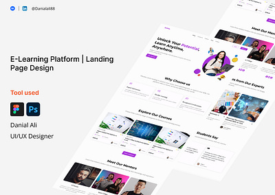 E-Learning Platform | Landing Page Design case study course website design courses landing page e learnin platform figma landingpage desin platform design ui uiux user interface ux website design