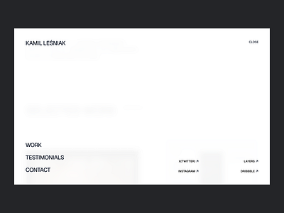 Navigation Full Screen Menu - Designer Portfolio Website black and white digital design editorial landing page lightmode megamenu minimal minimalism minimalist navigation portfolio ui ux web web design website