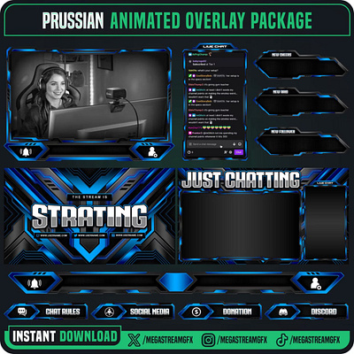 Blue Vibes Overlay - Clean Overlay | Stream Overlays Package overlay