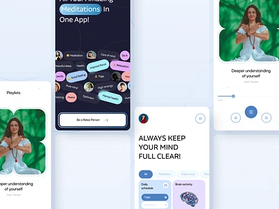 Meditation app🧘🏻 app application chill design health meditation mental health mindfulness mindset minimal music player relax relaxation ui ux