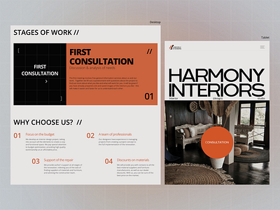 INTERIOR DESIGN STUDIO / LANDING PAGE / UI/UX design figma interactive landing page responsive typography ui ui|ux ux web design