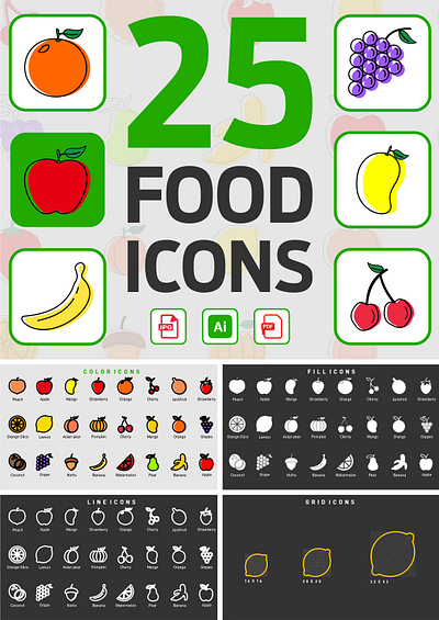 Food Icons Design branding food icons design graphic design logo