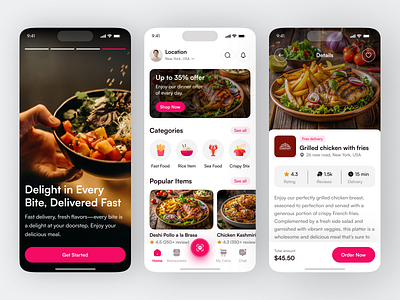 Food Delivery Mobile App app app design delivery dish food maps minimalist mobile app online food order popular design restaurant app service shahinurstk02 tracking order uiux design