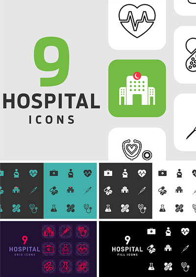 Hospital Icons Design branding graphic design hospital icons design logo