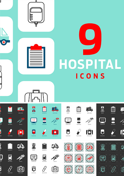 Hospital Icons Design branding graphic design hospital icons design logo