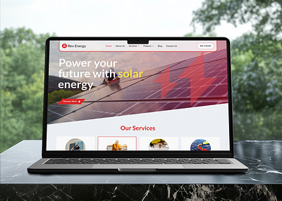 Renewable Energy Supplier Website Design figma landing page design red theme renewable energy rev energy solar solar energy solar power ui ux website wind wind turbine