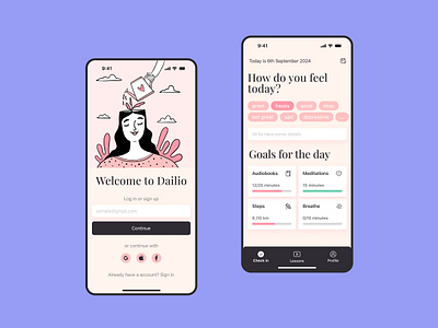 Mental Health Mobile iOS App app design app for girls dashboard illustration interface design mental health mobile app mobile application startup user expirience user interface ux ui дашборд дизайн интерфейсов заказать приложение ментальное здоровье мобильное приложение разработка мобильных приложений трекер эмоций