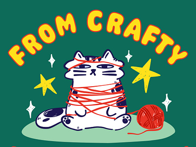 From Crafty, Become Tricky art cat cat lover cat lovers christmas vibe color craft crafty cat design digital art girlsart illustration red thread sparkling star thread