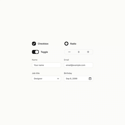 Form elements interactions in Figma checkbox counter date picker design design system figma forms input interface radio select toggle ui ui kit ux