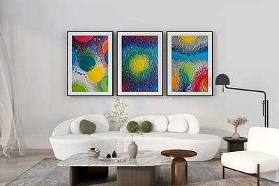 Wall Art of Color Mix Painting Wall Art Sets. abstract art cute design geometric graphic design motion graphics panting wall art