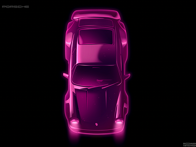 Porshe car concept design illustration neon pop porshe supercar vehicule