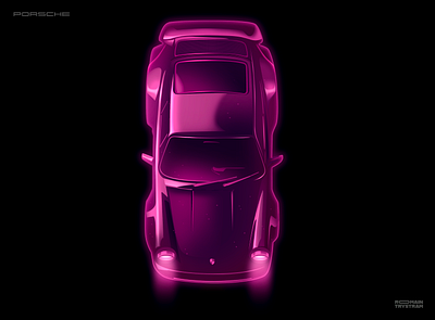 Porshe car concept design illustration neon pop porshe supercar vehicule