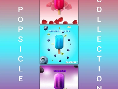 Popsicle Collection Social Media Posts advertisements branding design graphic design ice cream marketing photoshop social media