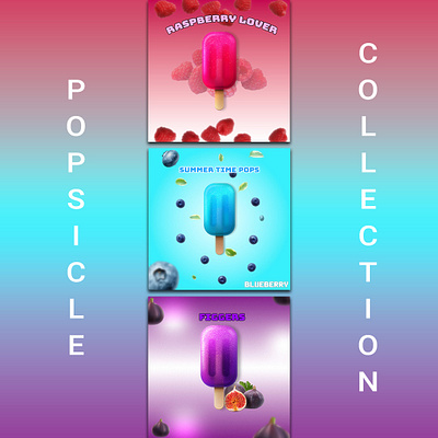 Popsicle Collection Social Media Posts advertisements branding design graphic design ice cream marketing photoshop social media