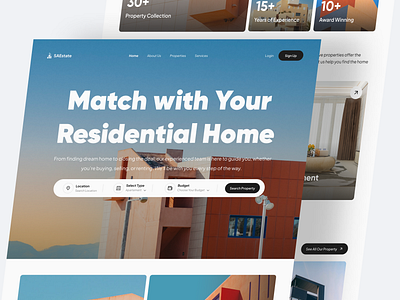 SAEstate - Real Estate Landing Page clean home landing page page property real estate ui uiux user interface ux web web design website