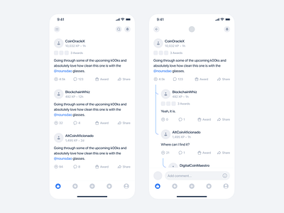 Crypto Community App: Feed & Comments app comments community crypto design feed ios app posts social social app ui ux