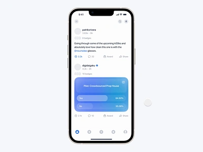 Crypto Community App: Prototype app awards badge comments community crypto design ios like media polls posts prototype social ui ux