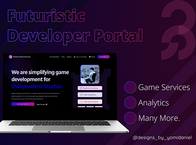 Gaming Services Online Portal ai creative dashboard design furistic gaming landing page neon design online portal ui web design