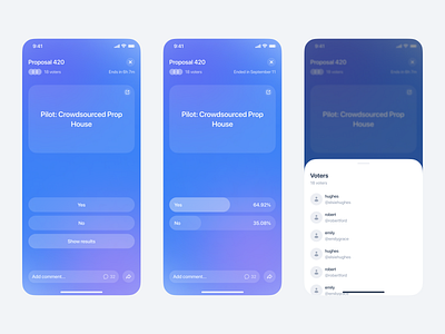 Crypto Community App: Polls app community crypto design ios polls posts proposals ui ux voters web3