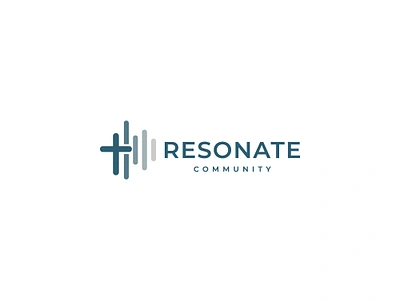 Logo for the Resonate community blue branding calm church gospel logo design minimalist ministry modern music resonate singing sound