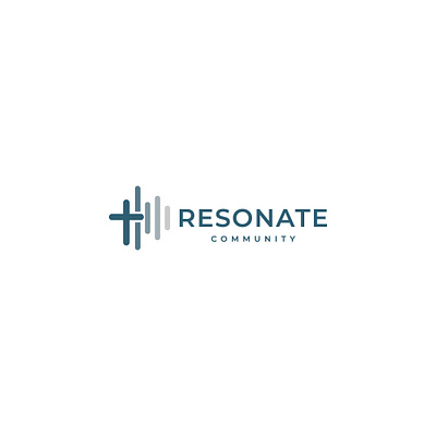 Logo for the Resonate community blue branding calm church gospel logo design minimalist ministry modern music resonate singing sound