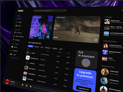 XUSIX - Music Player application darkmode designagency music musicapp musicapplication musicdashboard musicdesktop musicplayer musicwebapplication