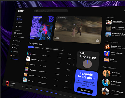 XUSIX - Music Player application darkmode designagency music musicapp musicapplication musicdashboard musicdesktop musicplayer musicwebapplication