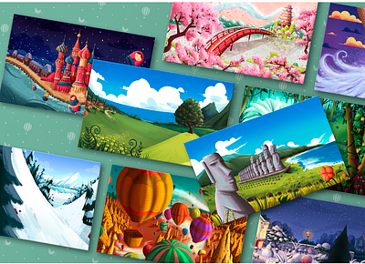 World Postscards Illustrations art background backgrounds capadoccia christmas colorful concept art duendes magicos easter island illustration ilustracion japan mi duende magico navidad russia travel viaje vis dev world worldwide