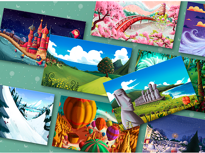 World Postscards Illustrations art background backgrounds capadoccia christmas colorful concept art duendes magicos easter island illustration ilustracion japan mi duende magico navidad russia travel viaje vis dev world worldwide