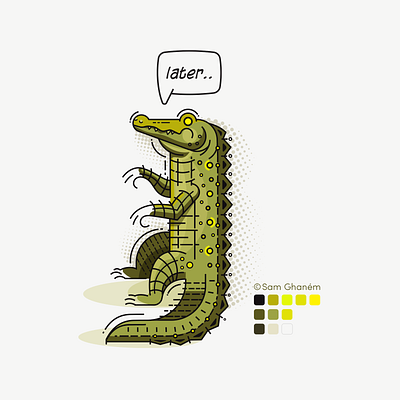 Crocky: The Friendly Crocodile animal character children illustration chracter crocodile flat design funny graphic design heraldic icon illustration lizard outline reptile vector