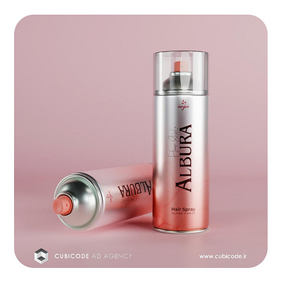 Albura Hair Spray 3d 3dmodeling blender branding graphic design