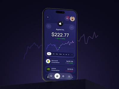 Stockie Investment App Design app chart crypto dark design finance financial graph invest investment market mobile mobile app modern phone platform stocks ui ux