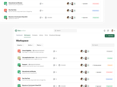 Process Managing workspace ui