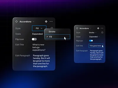 Accordions properties - UnifiedUI accordions component components design figma graphic design ui unified ui unifiedui variants