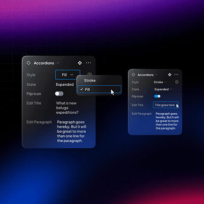 Accordions properties - UnifiedUI accordions component components design figma graphic design ui unified ui unifiedui variants