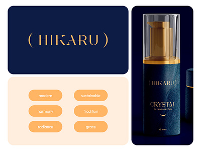 HIKARU - Japanese Skincare Logo + Packaging Design abstract brand identity japan japanese letter lettermark letters logo logo design modern skin skincare skincare logo skincare packaging text logo wordmark wordmark logo