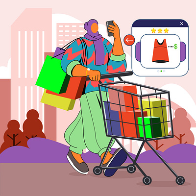 Shopping flat design flat illustration illustration marketplace shop shopping vector