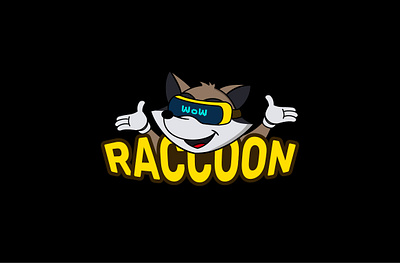 Raccoon 2d branding car cartoon character design illustration logo