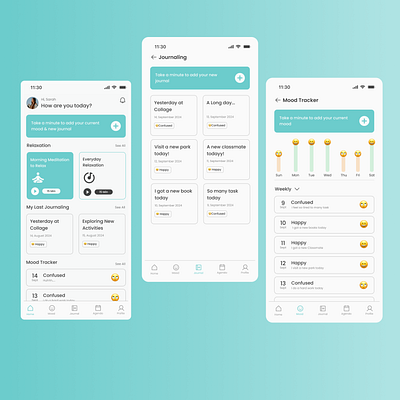 Journaling & Mood Tracker Apps ui