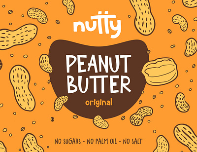 Nutty - Peanut Butter Label Design brand identity label letter letters logo logo design modern packaging design peanut peanut butter peanut butter label peanut butter logo peanut butter packaging peanuts