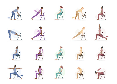 Chair Yoga book illustrations book illustration fitness humans infographic people publishing vector yoga