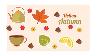 Vector Illustration of stickers for autumn