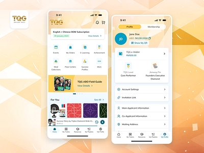 TQG Central v2 App Revamp: UI/UX Case Study (2023) amway business app business development card style case study design e learning education app grid menu mobile app purchase ticket event scalable app ticket transfer tqg central ui ui revamp ux