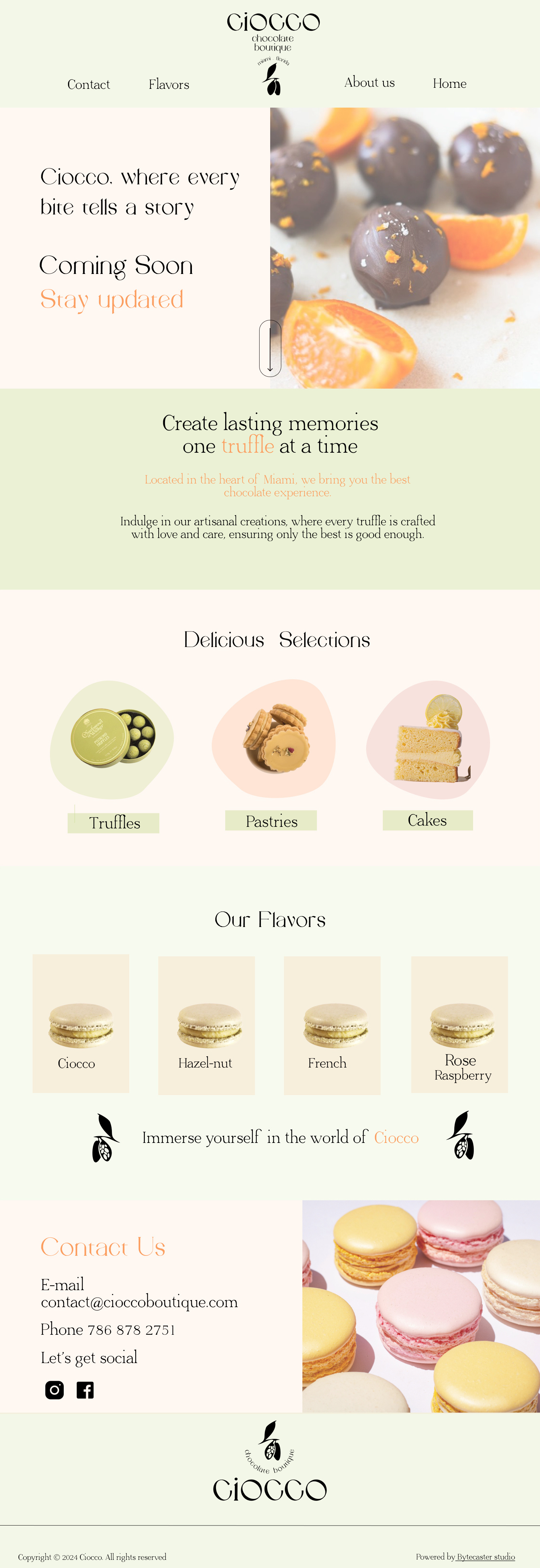 Ciocco Chocolate Boutique Miami figma landing page uxui web design website