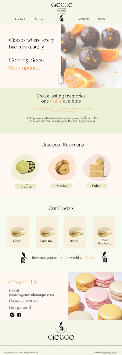 Ciocco Chocolate Boutique Miami figma landing page uxui web design website