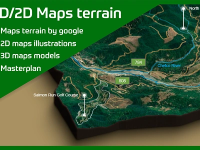 2d and 3d map for real or fictitious location 2d 3d 3d model google location graphic design map mapping path terrain