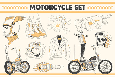 Motorcycle Vector Set tattoo design