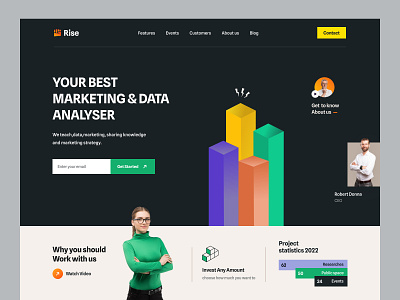 Rise - Digital Marketing Agency agency branding business website company website data data visualization database design digital agency digital marketing interface landing page marketing promotion sales seo uiu ux web design website