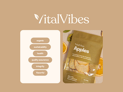 VitalVibes - Dried Fruits Logo + Packaging Design System abstract brand identity dried fruit dried fruit packaging dried fruits letter letter v letters logo logo design modern nature nature logo organic organic logo vital vital logo vitality vitality logo